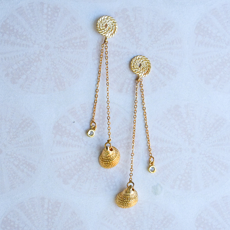 Gold-filled Crystal Conch Linear Earrings