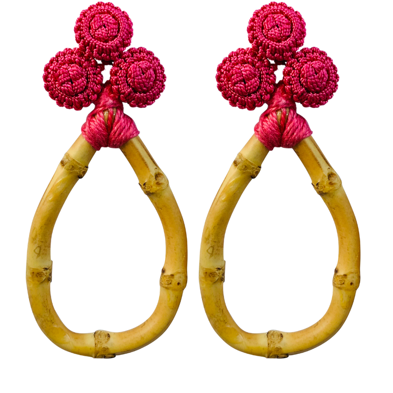 Bamboo and Silk Statement Earrings