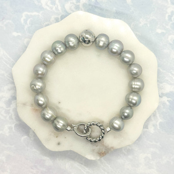 Silver Stars Pearl Bracelet