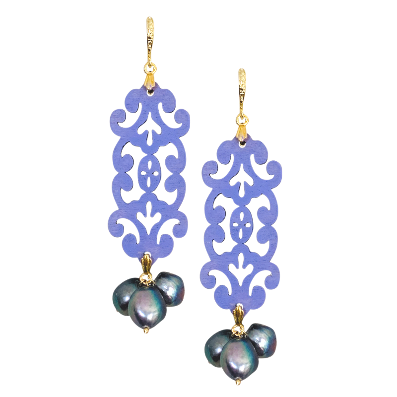 Imperial Statement Earrings with Peacock Pearls