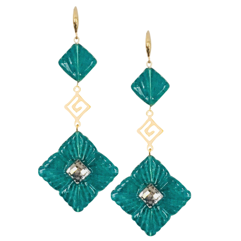 Greek Key Art Deco Statement Earrings