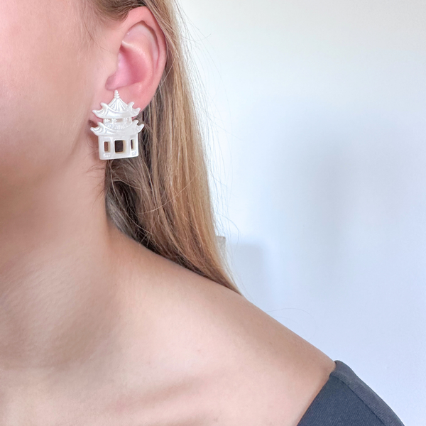 Mother of Pearl Pagoda Statement Studs