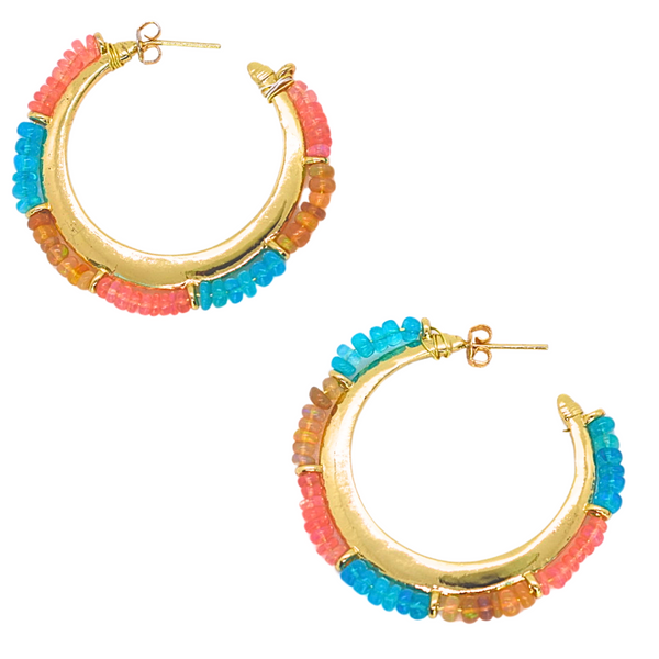 Ethiopian Opal Hoop Earrings