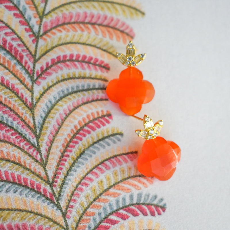 Floral Deco Studs With Carnelian