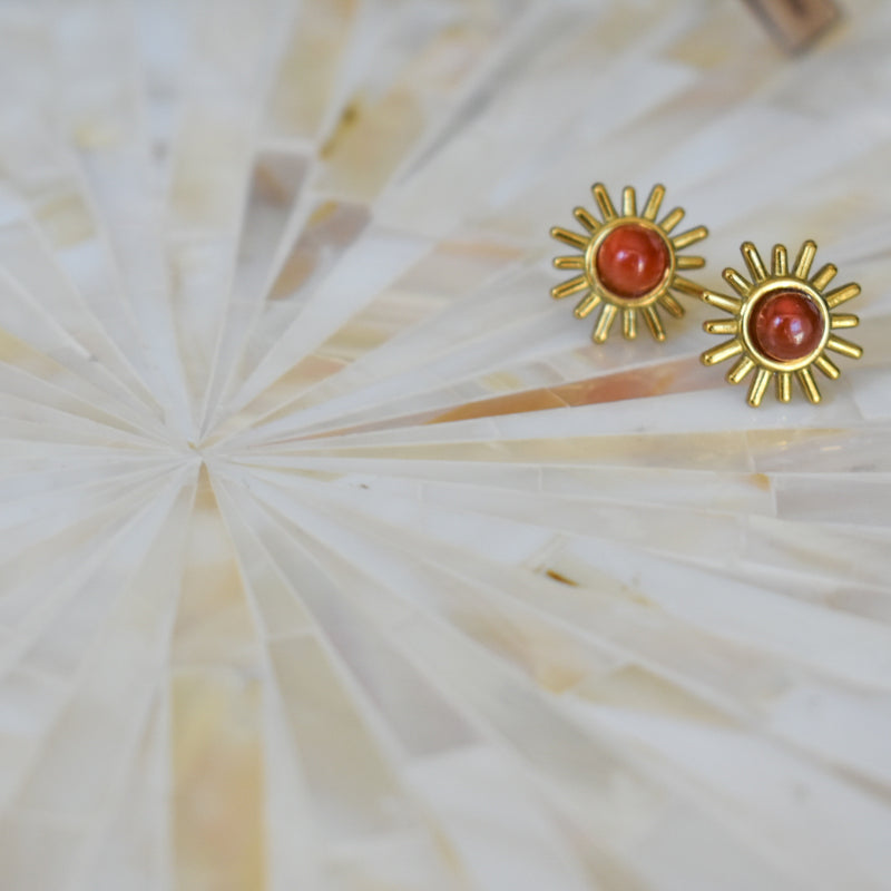 Sunny Stud Earrings with Gemstones