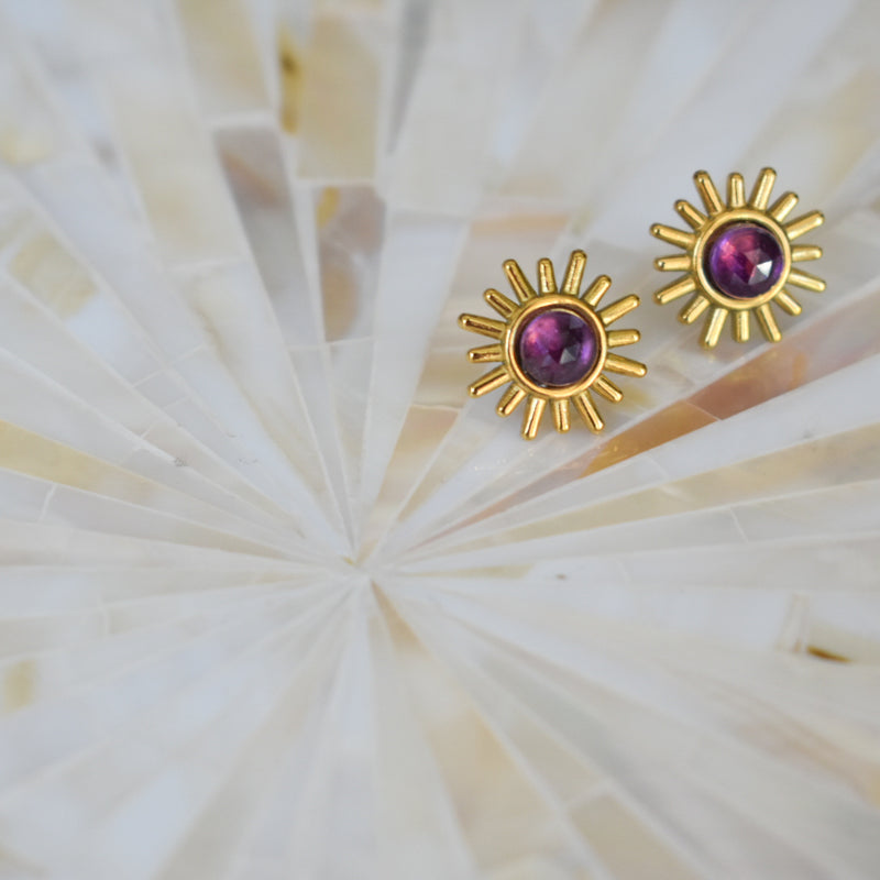 Sunny Stud Earrings with Gemstones