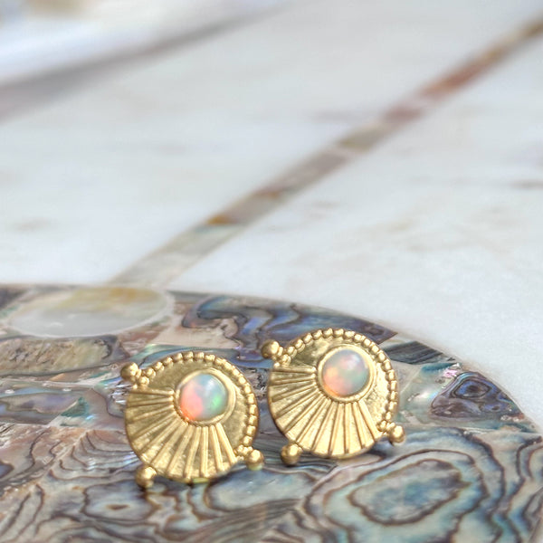 Luna Stud Earrings with Ethiopian Opal