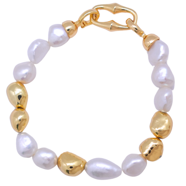 Gold Nugget Pearl Bracelet