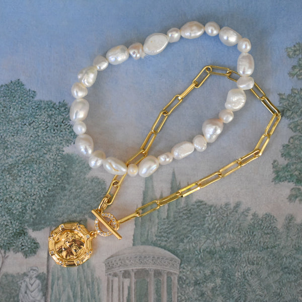 Roman Coin and Freshwater Pearl Bracelet