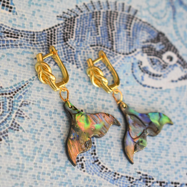 Square Knot Drop Earrings with Abalone