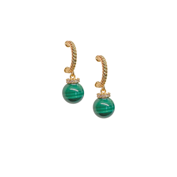 Malachite Pave Hoops