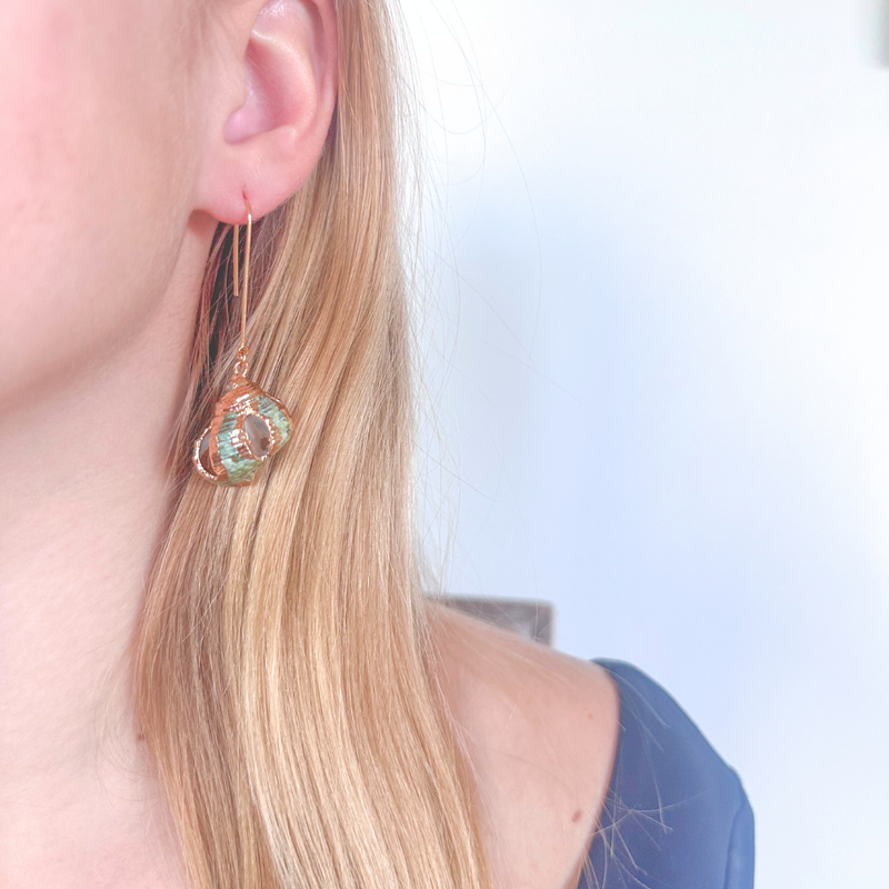 Jade Turbo Shell Earrings