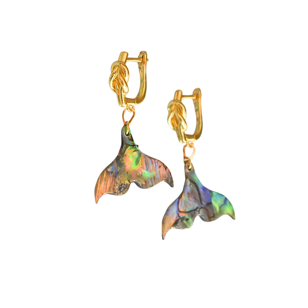 Square Knot Drop Earrings with Abalone