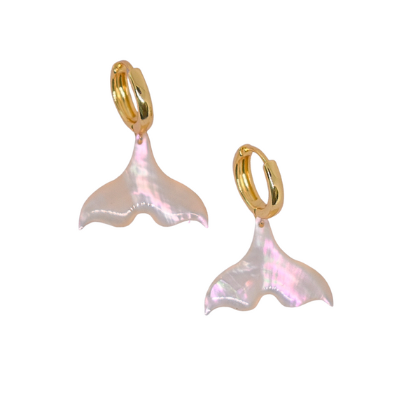 Mother of Pearl Whale Tail Earrings