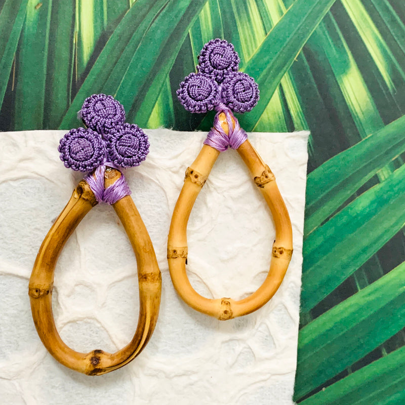 Bamboo and Silk Statement Earrings