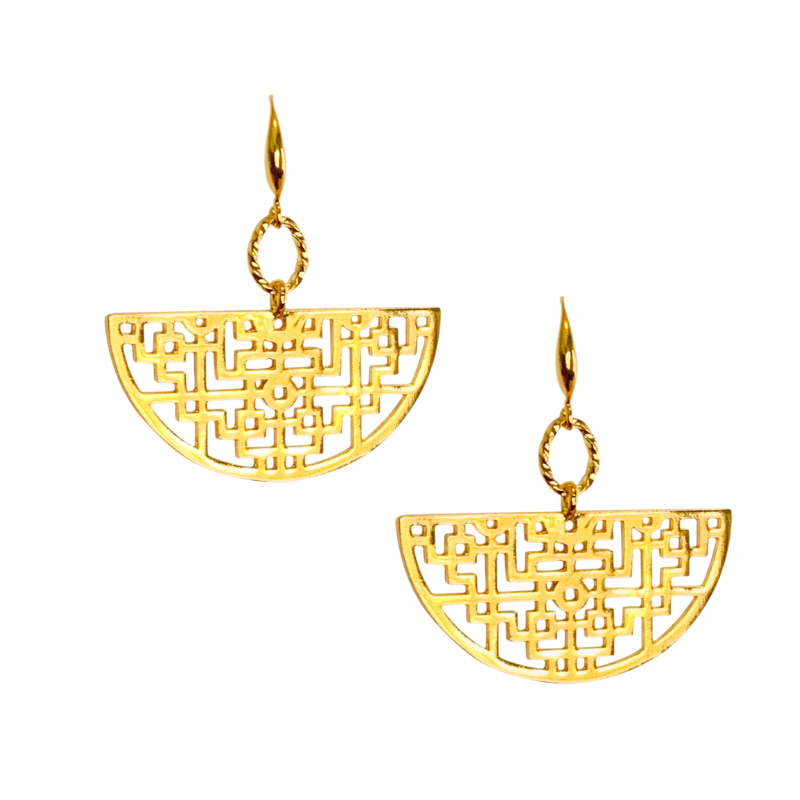 Koi Fretwork Earrings in Gold – Halcyon & Hadley