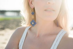 Halcyon & Hadley Greek Key Art Deco Statement Earrings in Cobalt Blue & Gold - Women's Earrings - Women's Jewelry - Unique Earrings - Statement Earrings